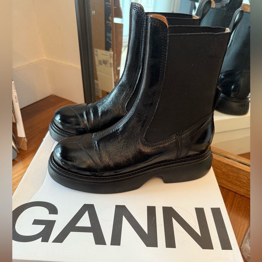 GANNI Black Everyday Mid Chelsea Boots